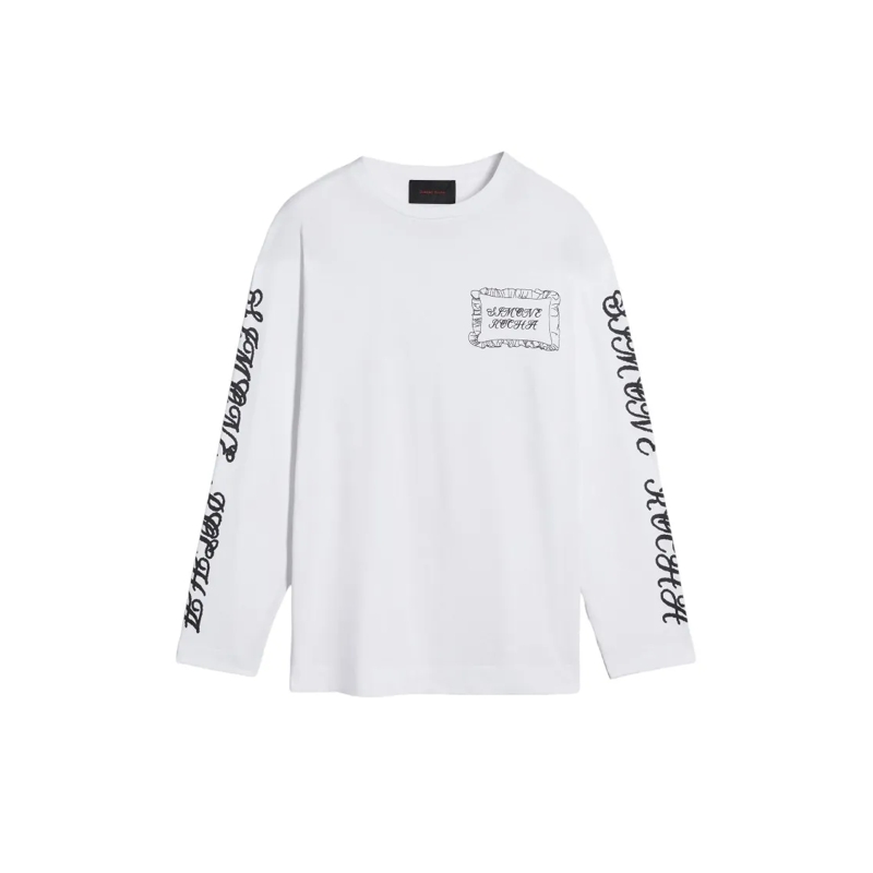 Simone Rocha Top met lange mouwen Pillowcase Logo Print Long Sleeve T-Shirt Black