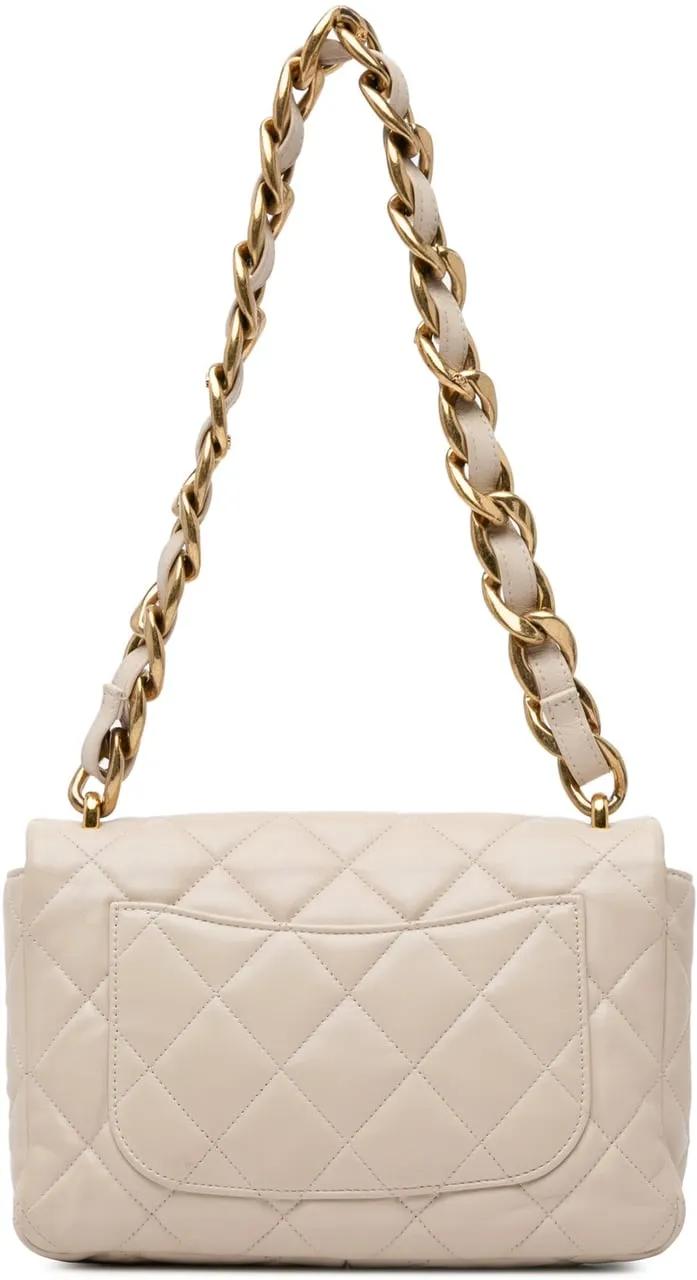 Chanel Shoppers Large Quilted Lambskin Funky Town Flap in bruin