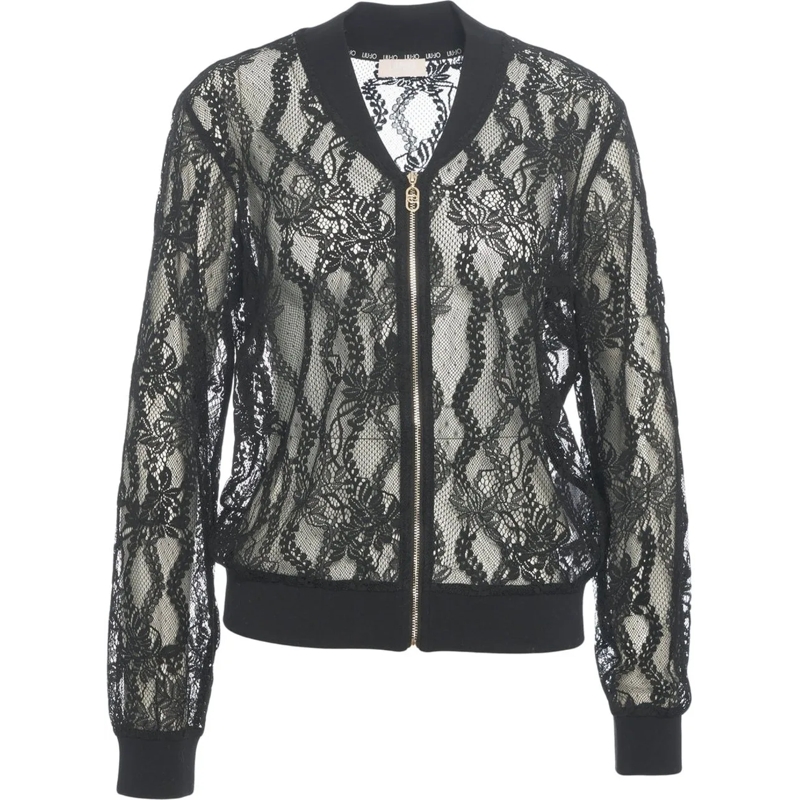 LIU JO Veste de transition Bomber jacket with lace schwarz