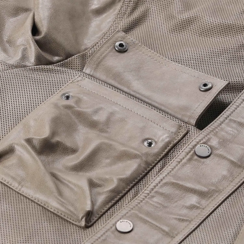 Belstaff Veste de transition Jacke aus Leder grau(Image 5)