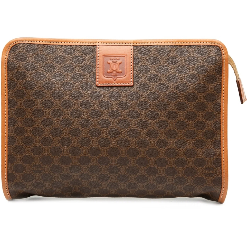 Celine Clutch Macadam Coated Canvas Clutch braun