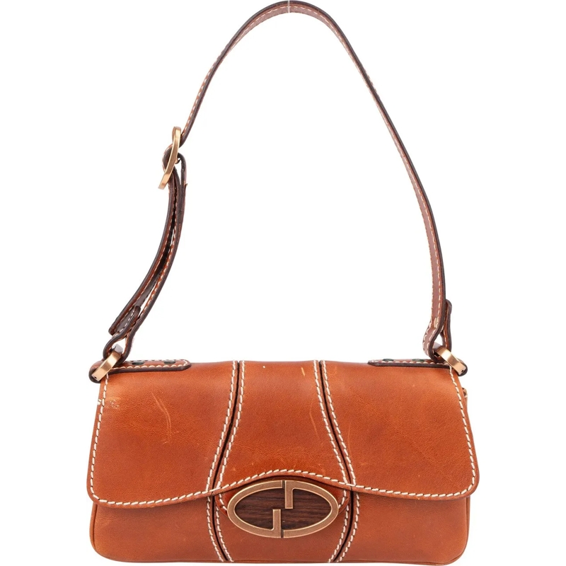 Gucci Schultertasche Gucci Brown Leather GG Buckle Mini Shoulder Bag braun