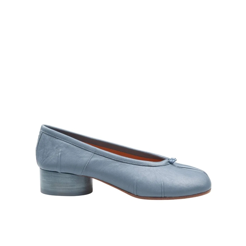 Maison Margiela Ballerinas Tabi Leather Ballerina Flats, Light Blue Blue