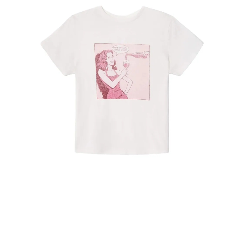 RE/DONE T-shirt Contrasting Vintage Print Cotton T-Shirt White