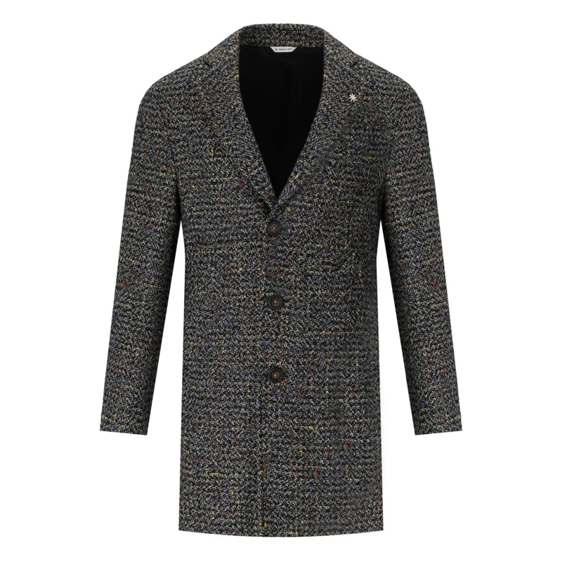 Manuel Ritz  Melange Grey Single Breasted Coat Grey