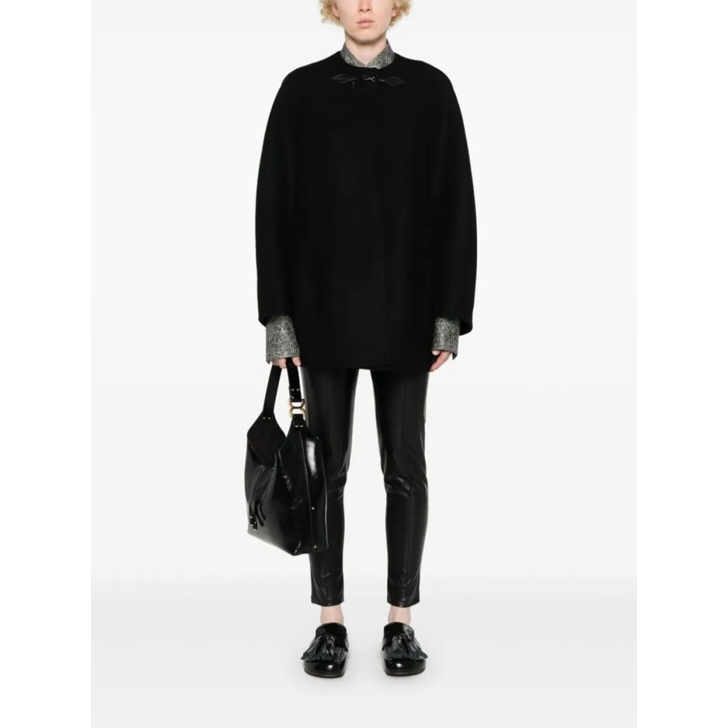 ポンチョ・ケープ Ermanno Scervino Rounded Black Wool Cape Ermanno Scervino Rounded Black Wool Cape Black | Cape