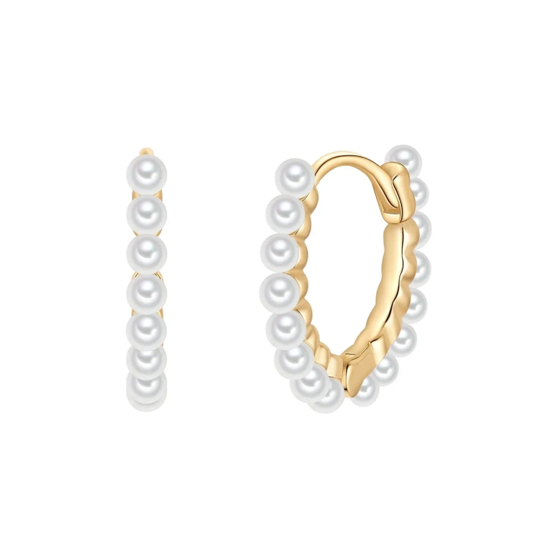 Glanzstücke München Ohrhänger Sterling Silber Perlen-Creolen Perle (synth.) weiss