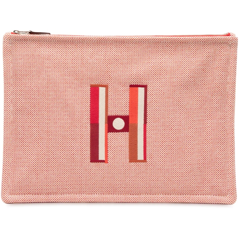 Hermès Pochette Large H Canvas Faubourg Corner Case rot