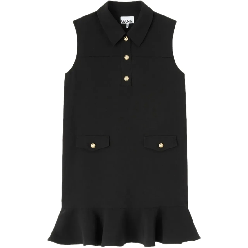 GANNI Midikleid dress black schwarz