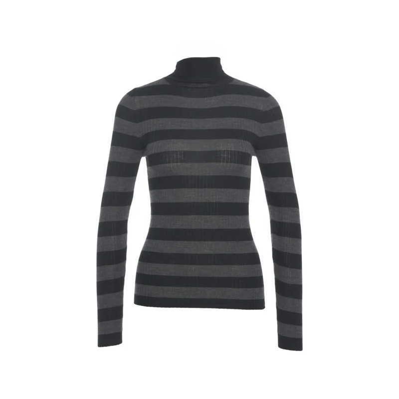 Majestic Filatures Pull à col roulé Ribbed Knit Sweater With High Turtleneck And Textu Black
