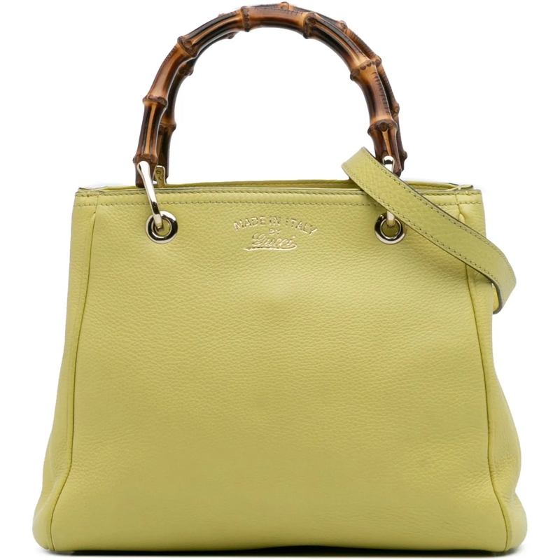 Gucci Sac à bandoulière Small Calfskin Bamboo Shopper Satchel gelb