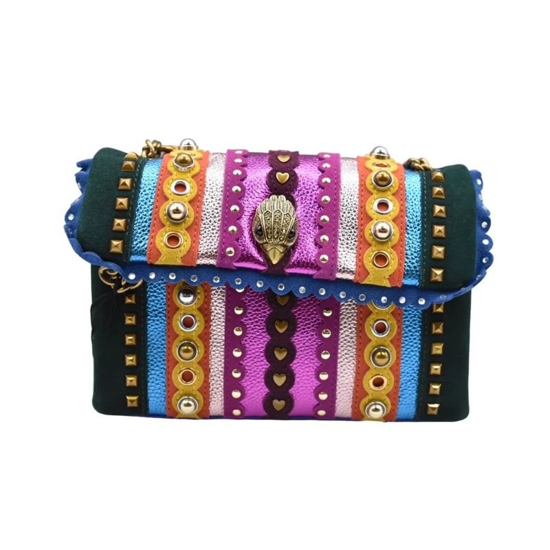KURT GEIGER LONDON Schultertasche Turquoise And Purple Studded Handbag Pink