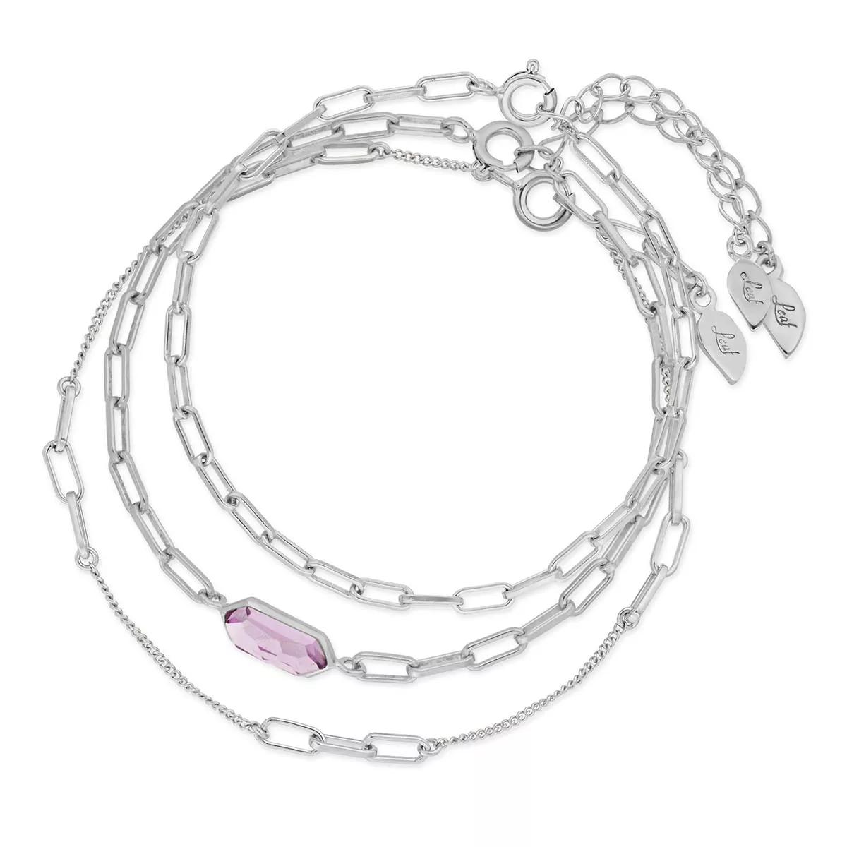 leaf bijouterie, bracelet set cube, amethyst, silver rhodium plate en purple - pour dames