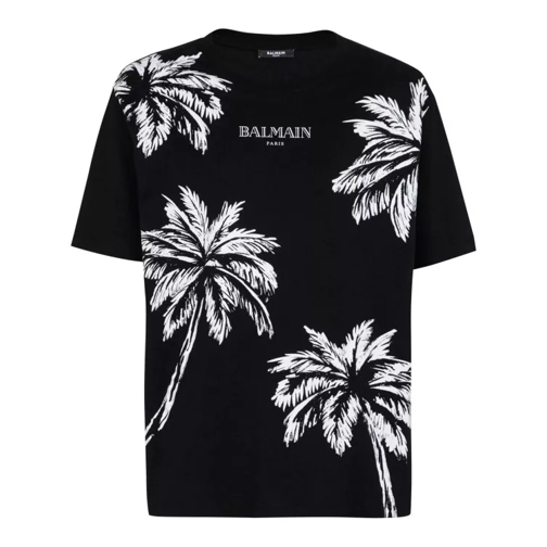 Balmain  Black Palm-Print T-Shirt Black