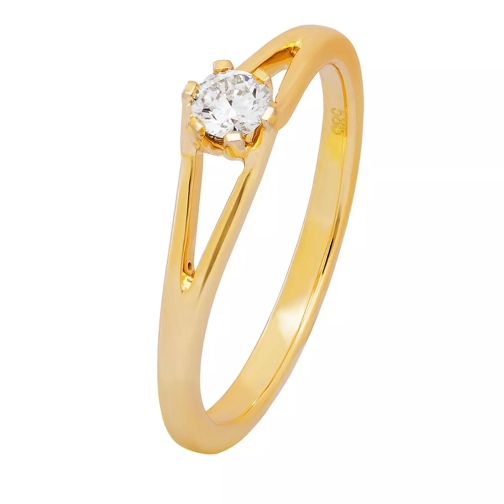 BELORO 0,16ct Diamond Solitaire Ring Yellow Gold Anello solitario