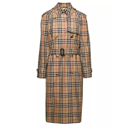 Burberry Harehope' Beige Double-Breasted Trench Coat With M Brown 
