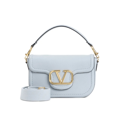 Valentino Vg All Time Light Blue Calf Leather Shoulder Bag Blue Axelremsväska