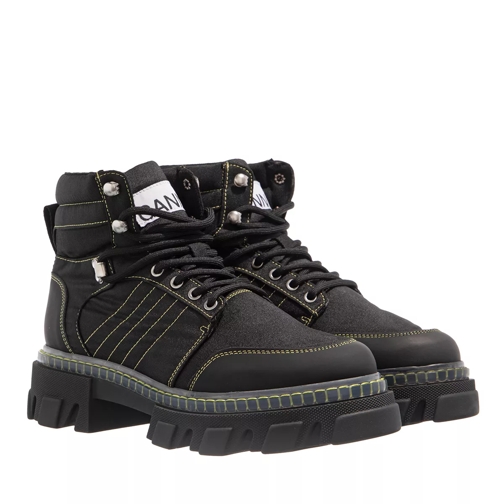 GANNI Cleated Lace Up Hiking Boot Black Bottes à lacets