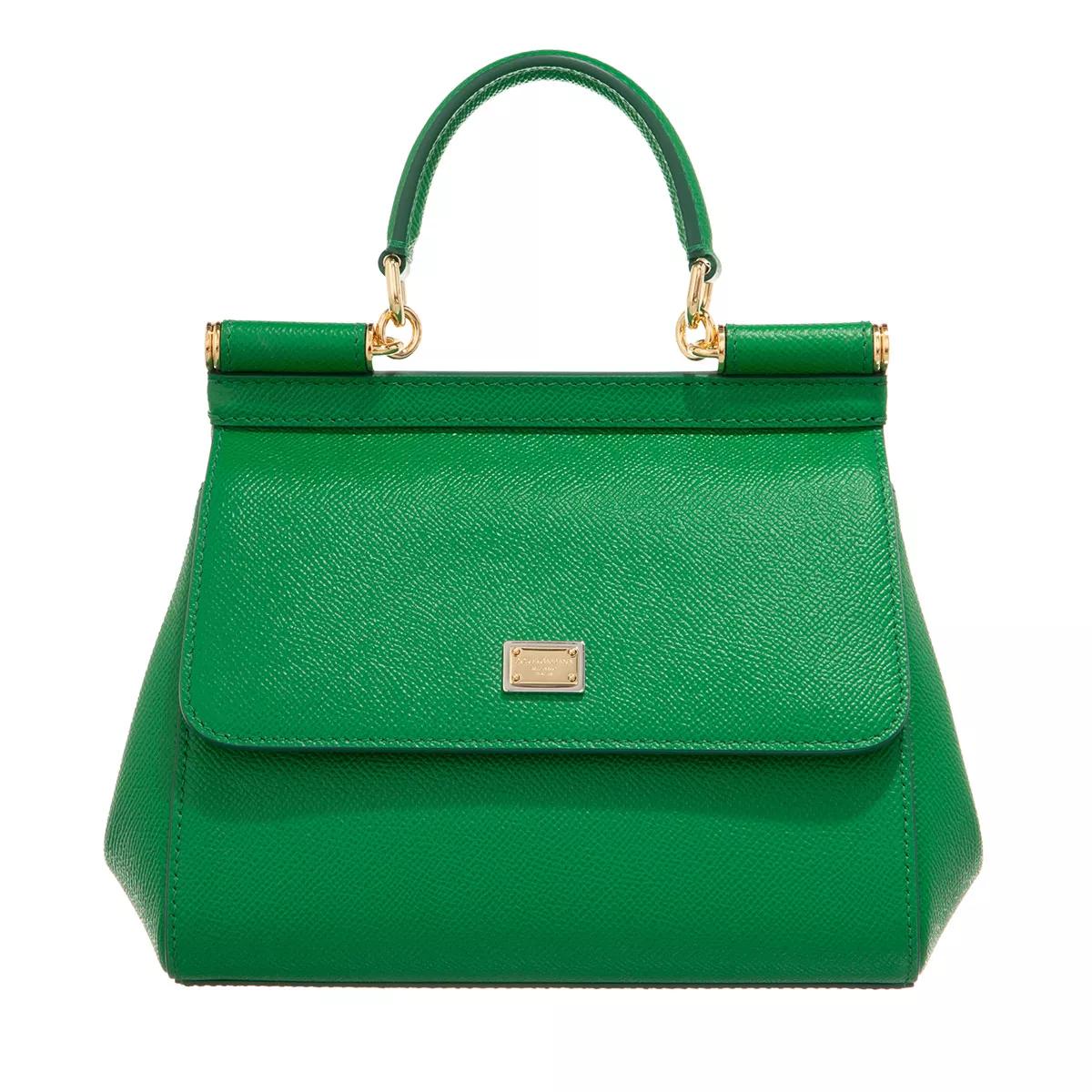 Dolce&Gabbana Small Sicily Bag Dauphine Leather Green, Satchel