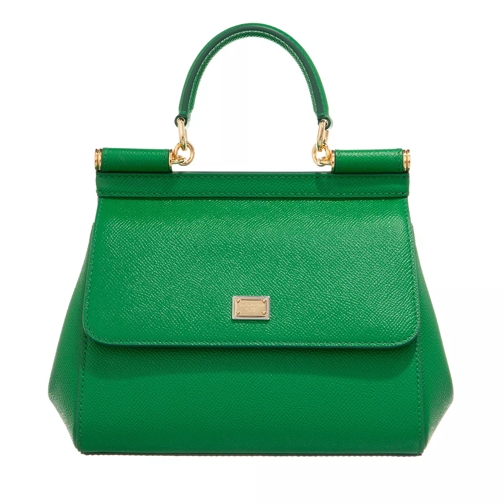 Dolce&Gabbana Small Sicily Bag Dauphine Leather Green Axelremsväska