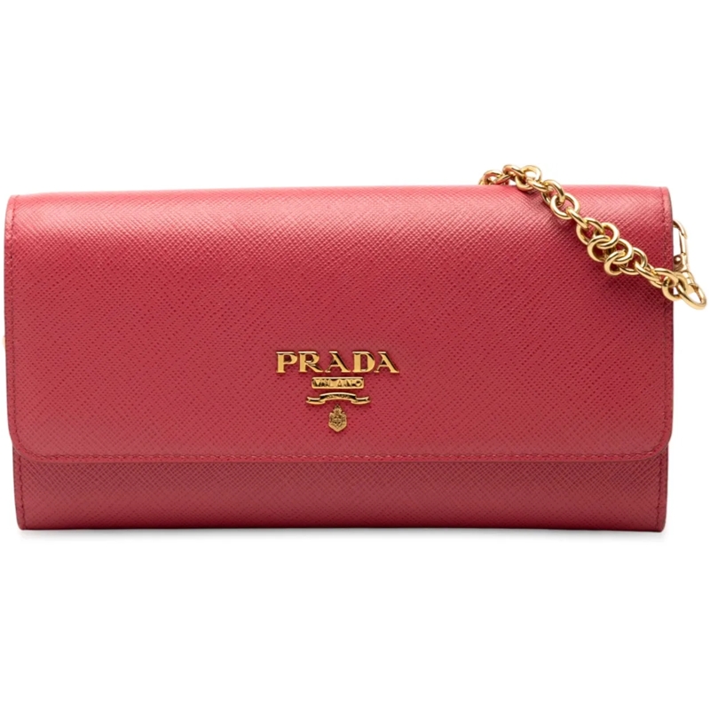 Prada Schultertasche Saffiano Wallet On Chain rose