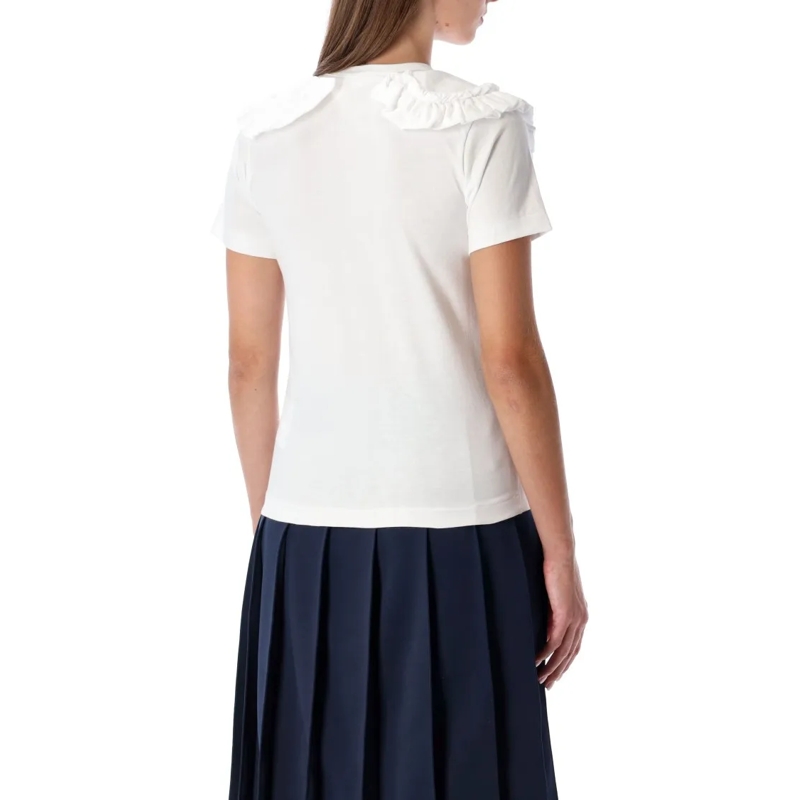 Comme des Garcons T-Shirt Girl White T-Shirt With Ruffle Collar White
