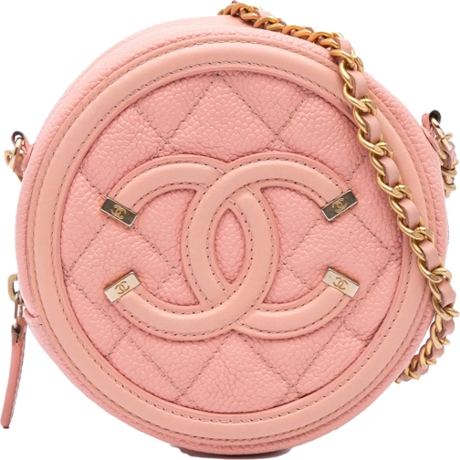 Chanel Sac à bandoulière 2019 Caviar CC Filigree Round Crossbody rose