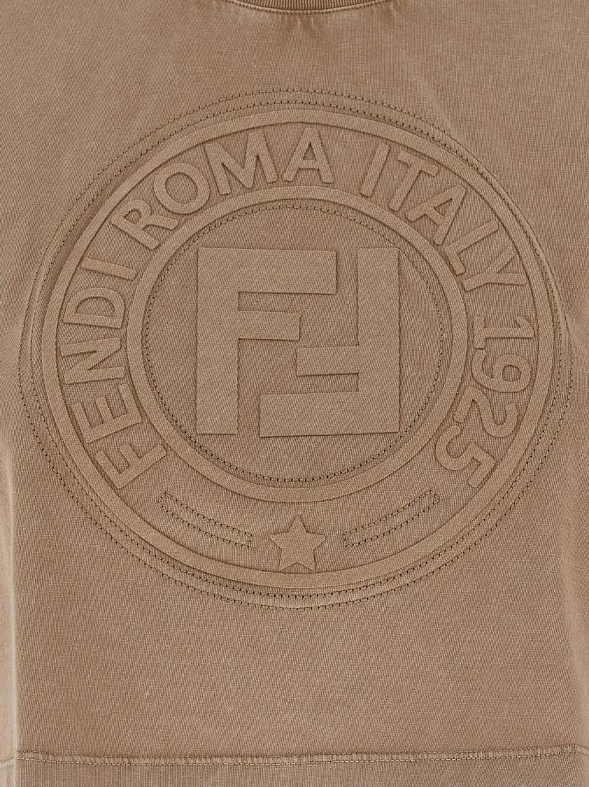 Tシャツ・カットソー FENDI 3D 'Fendi Roma' T-shirt Brown FENDI Brown Cotton T-shirt - Clothing from Circle Fashion UK