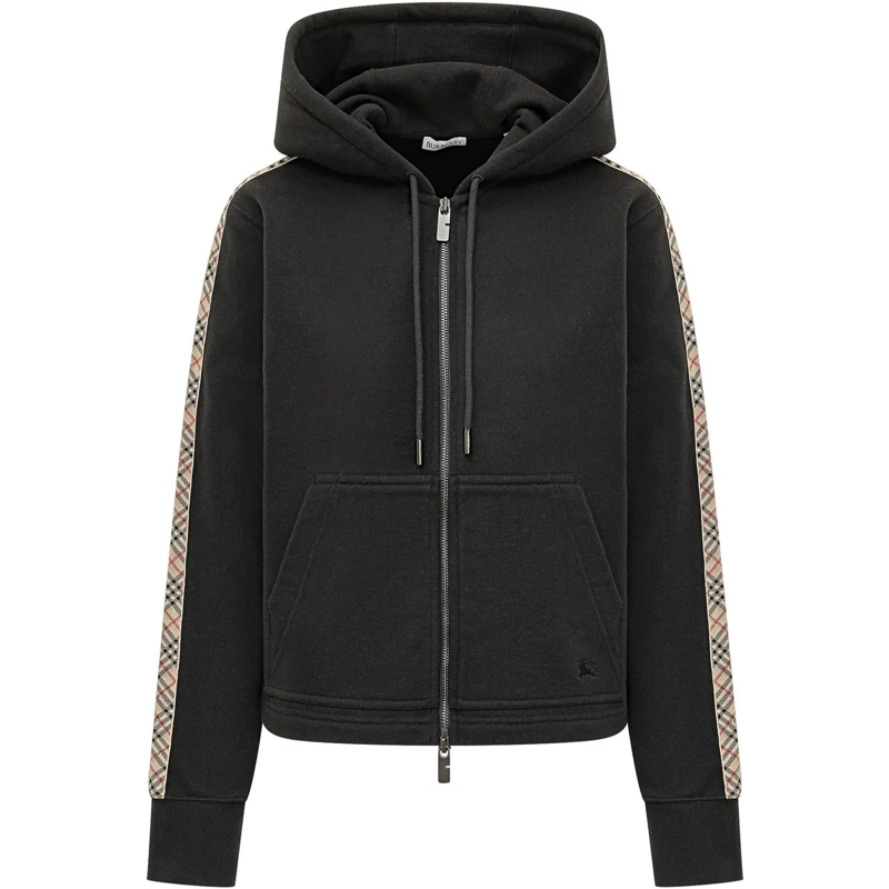 Burberry Gilet Felpa con Cappuccio e Zip con Tasche a Marsupio schwarz