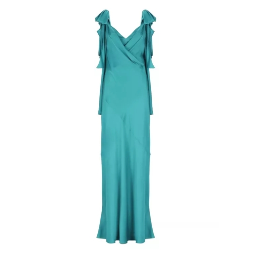 Alberta Ferretti Silk Blend Long Dress Blue 