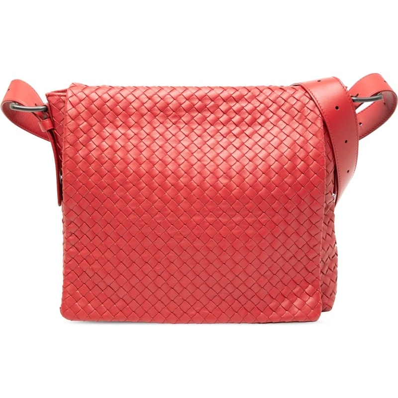 Bottega Veneta Schultertasche Nappa Intrecciato Flap Crossbody rot