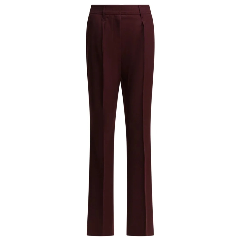 Max Mara  Tailored Straight-Leg Trousers In Rich Burgundy Wo Burgundy
