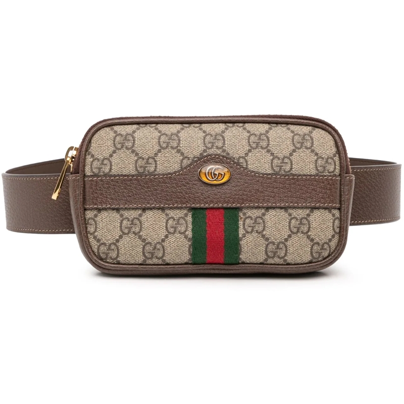 Gucci Gürteltasche Small GG Supreme Web Ophidia Belt Bag braun