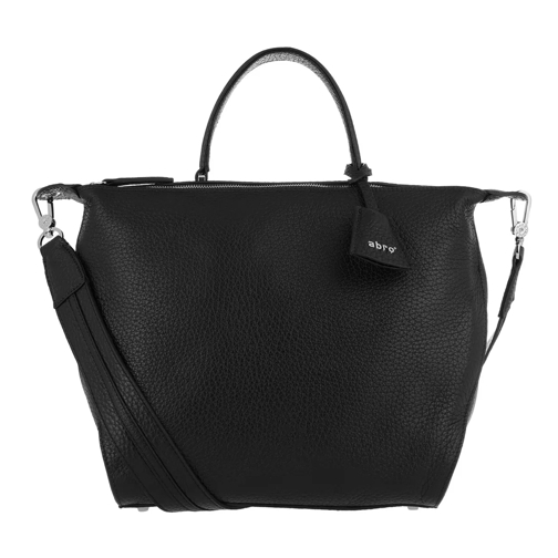 Abro Newton Leather Tote Black/Nickel Rymlig shoppingväska