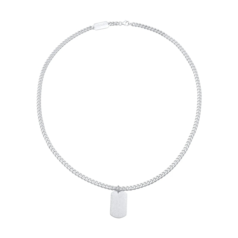 Kuzzoi Mittellange Halskette Halskette Panzerkette Anhänger Platte 925 Silber silber(Image 2)