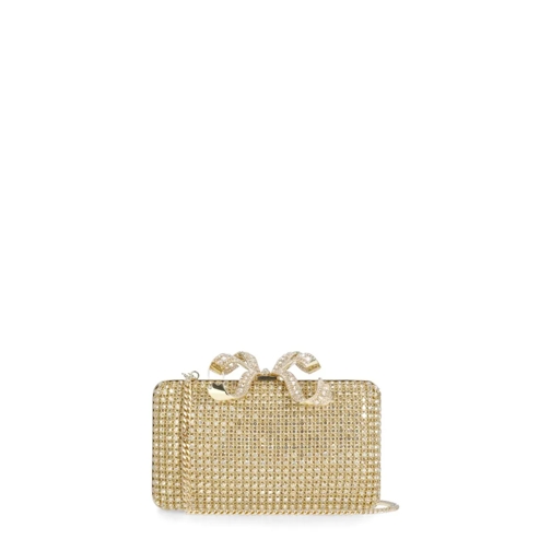 Self Portrait Pochette Gold Crystal Box Clutch Bag Gold