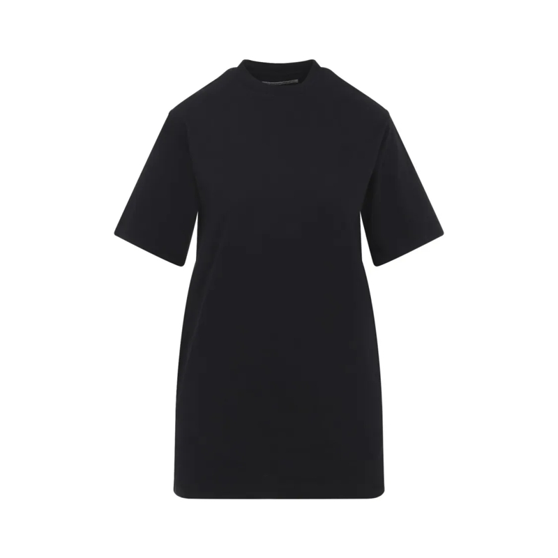 PHOEBE PHILO T-shirt Minimalist Black T-Shirt With Clean Cut And Subtle Black