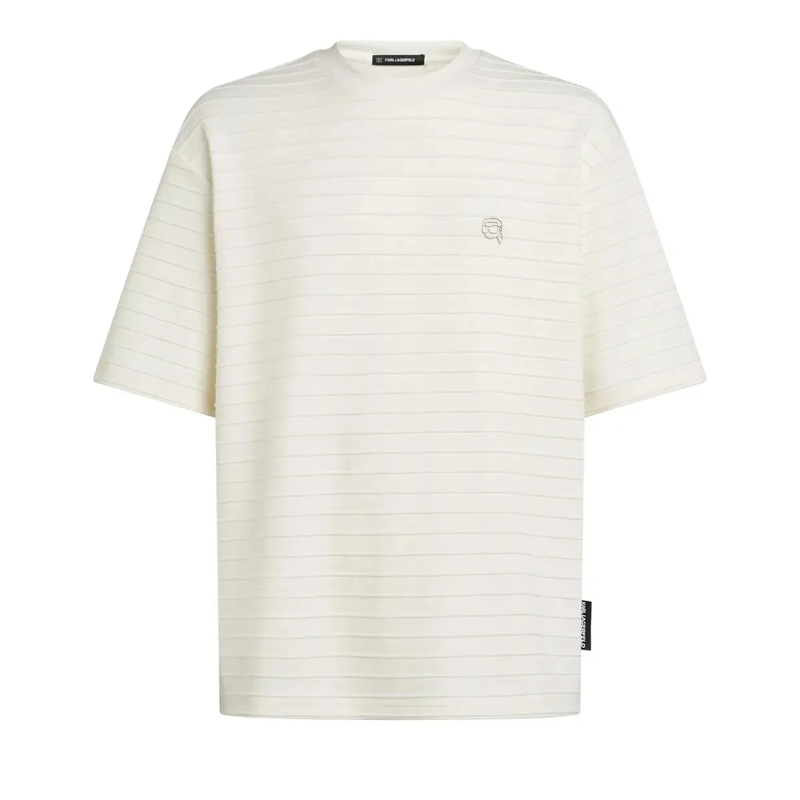 Karl Lagerfeld T-Shirt Ikon T-Shirt mit strukturierten Streifen T-shirt creme