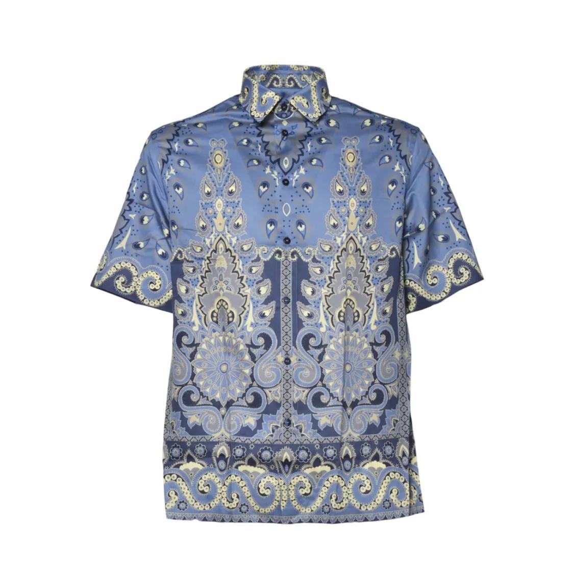 Thumbnail - Etro - Oversized Short-Sleeved Shirt In Printed Air Force - Größe S - blau