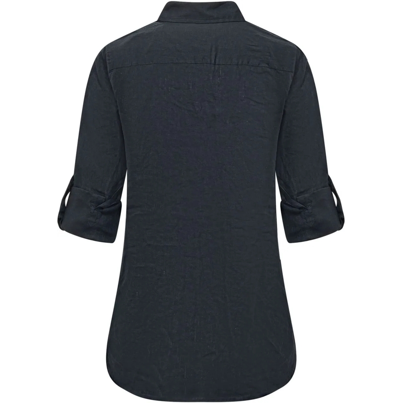 Ralph Lauren Bluse Camicia a Maniche Lunghe in Lino con Maniche Arrot dunkelgrau(Image 2)