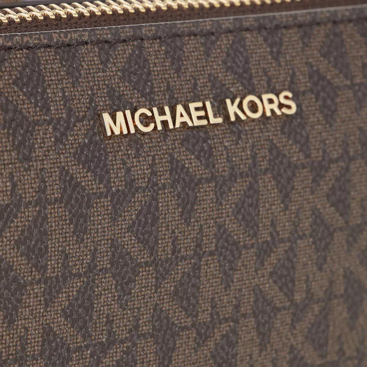 MICHAEL Michael Kors JET SET CHAIN POUCHETTE - Kuvertväska - brown/mörkblå  