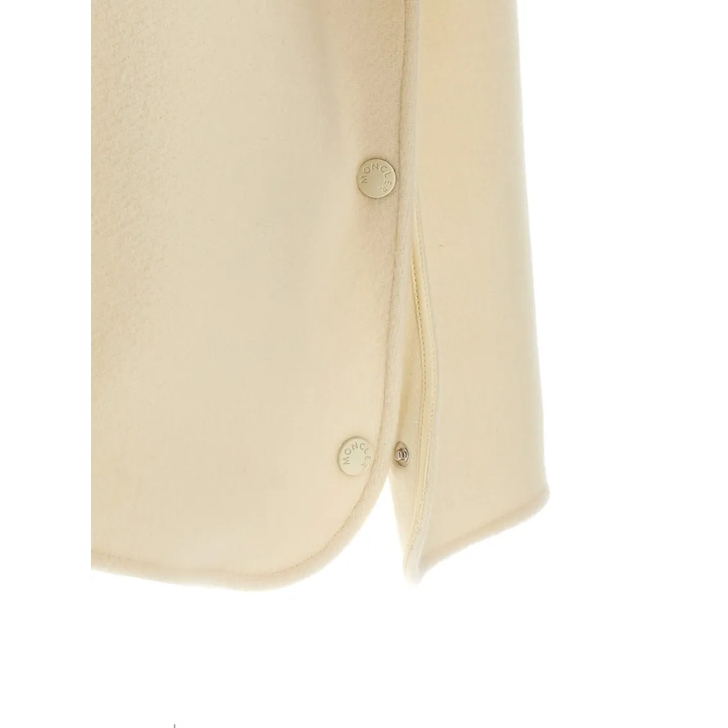 Moncler Two-Material Cape With Padded Quilted Hood Neutrals