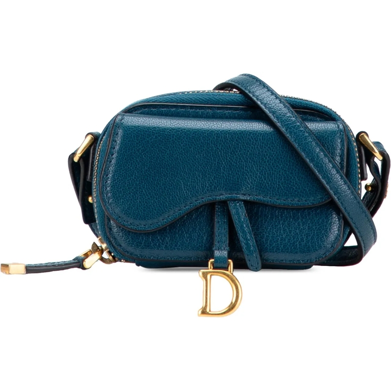 Christian Dior Schultertasche Mini Goatskin Saddle Pouch blau