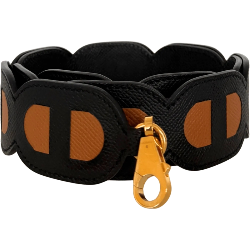 Hermès Ceinture Hermes Schulterriemen Maillons Noir Gold 92 Fullse schwarz
