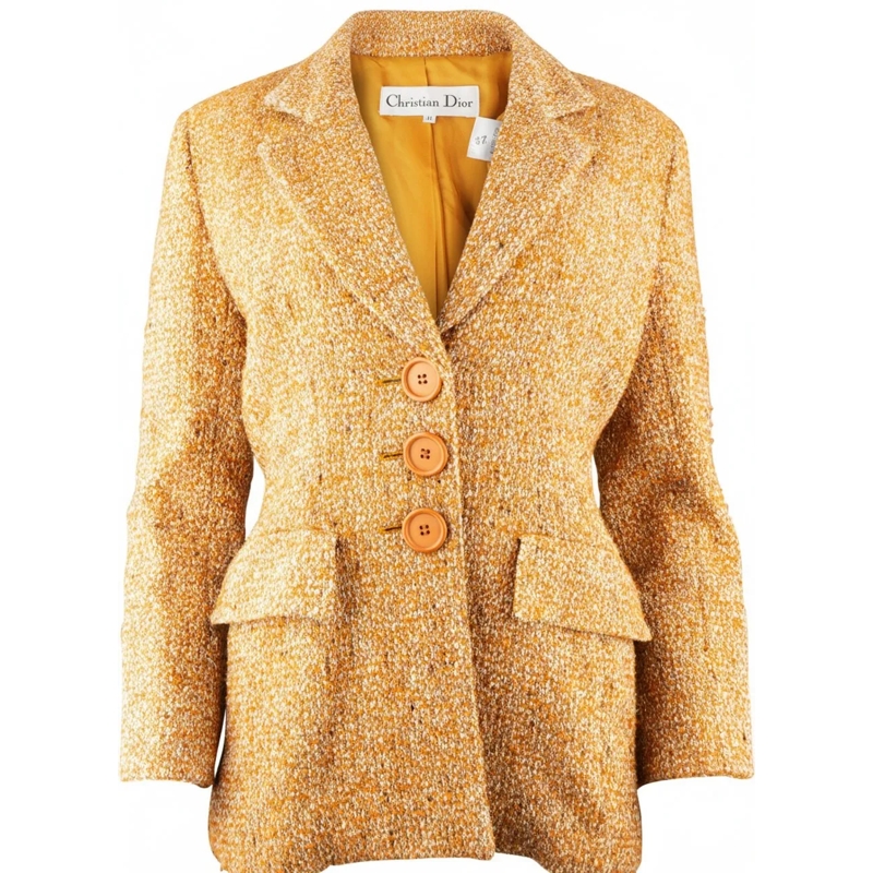 Christian Dior Übergangsjacke Christian Dior Tweed Wool Jacket (DE38 / FR40) braun