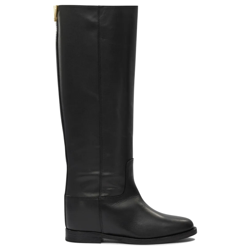 Via Roma 15 Laarzen Tall Black Leather Ankle Boots Black