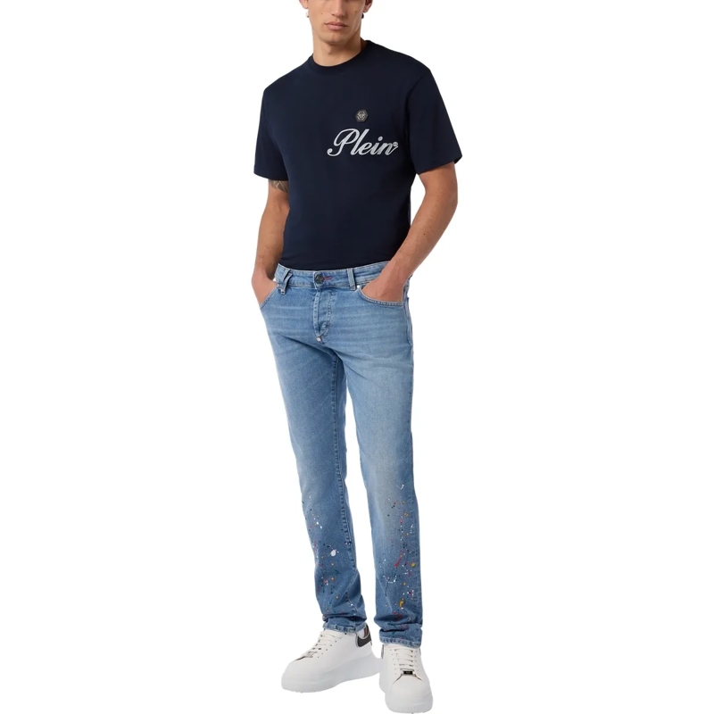 Philipp Plein Jeans mit geradem Bein Super Straight Cut Jeans Paint jeansblau(Image 4)