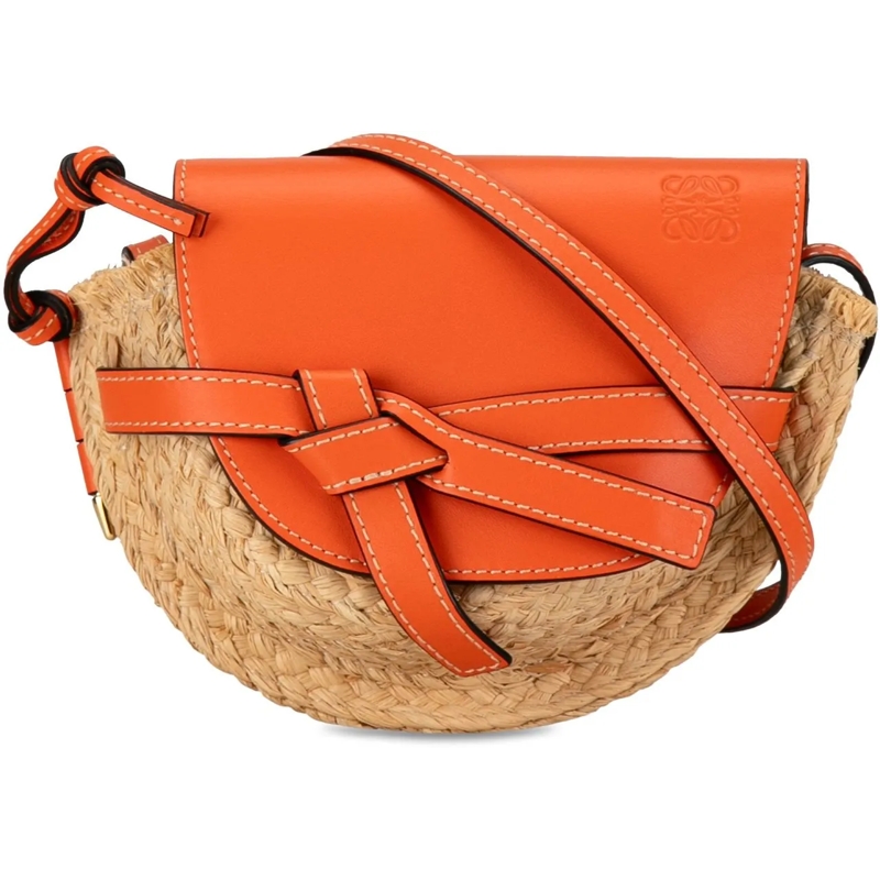 Loewe Sac à bandoulière Mini Raffia Gate Crossbody braun