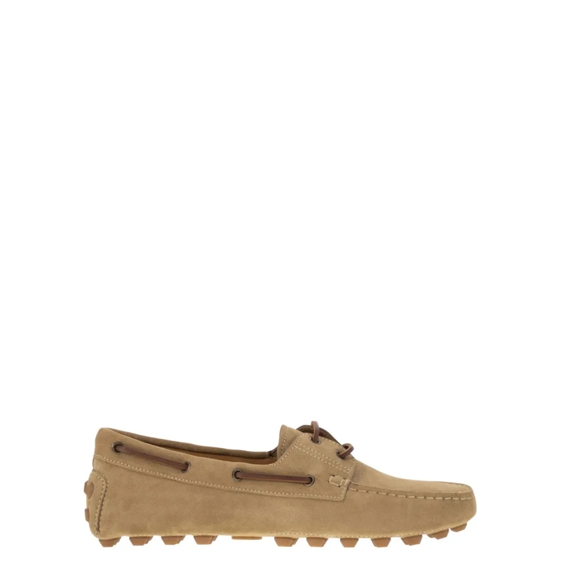 Tod's Loafer Rubber Bubble Suede Boat Neutrals