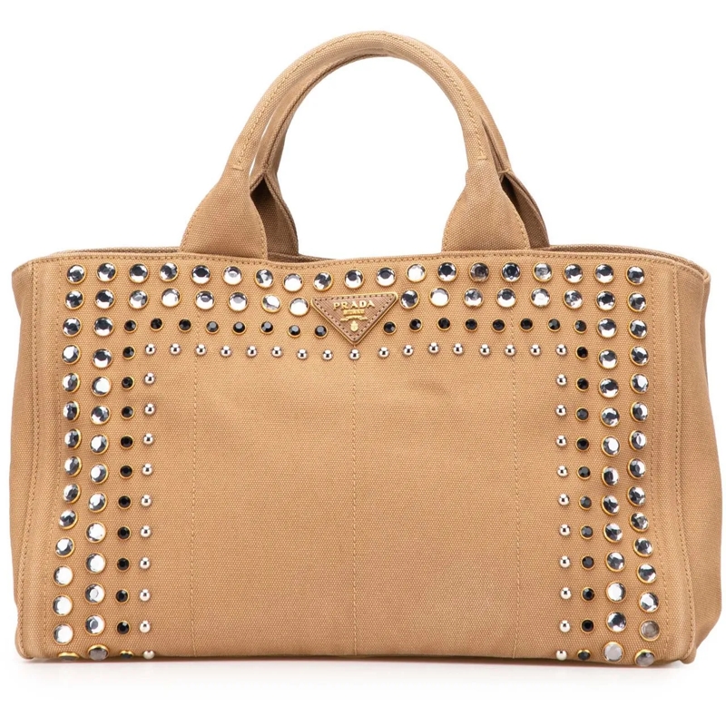 Prada Schultertasche Canvas Canapa Bijoux Satchel braun